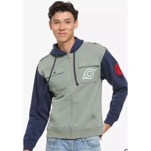 Naruto Shippuden Kakashi cosplay military fleece zip up hoodie sweatshirt S/S